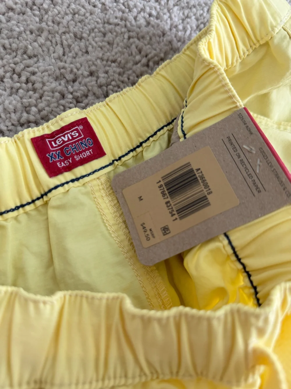 Levi's Men’s Pale Yellow Elastic Waist Athletic Shorts